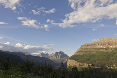 Looking out from the end of the trail below the glacier.