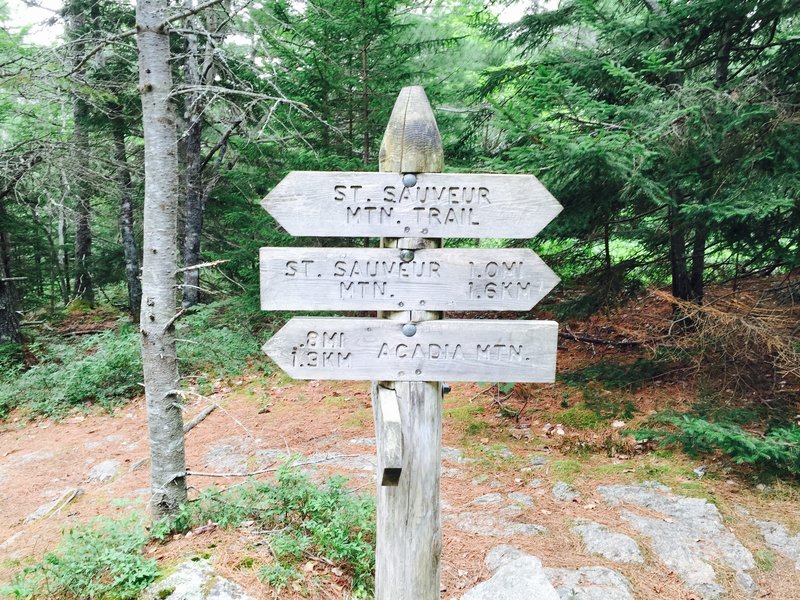 Acadia Mountain trail signage.