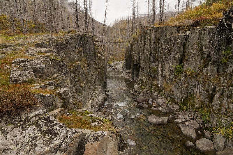 Mineral Creek where bridge used to be near patrol cabin site.