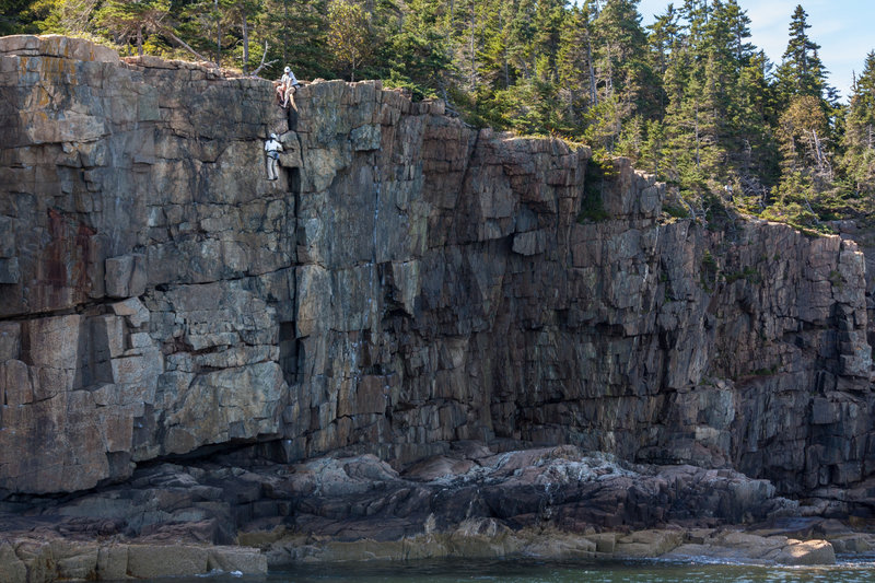 Climbing at Otter Cliff.