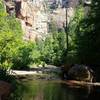 Looking at the canyon walls from Oak Creek.