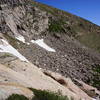 Approaching the falls area of the Chasm Lake trail in late June. The rangers say this snow typically is gone by July.