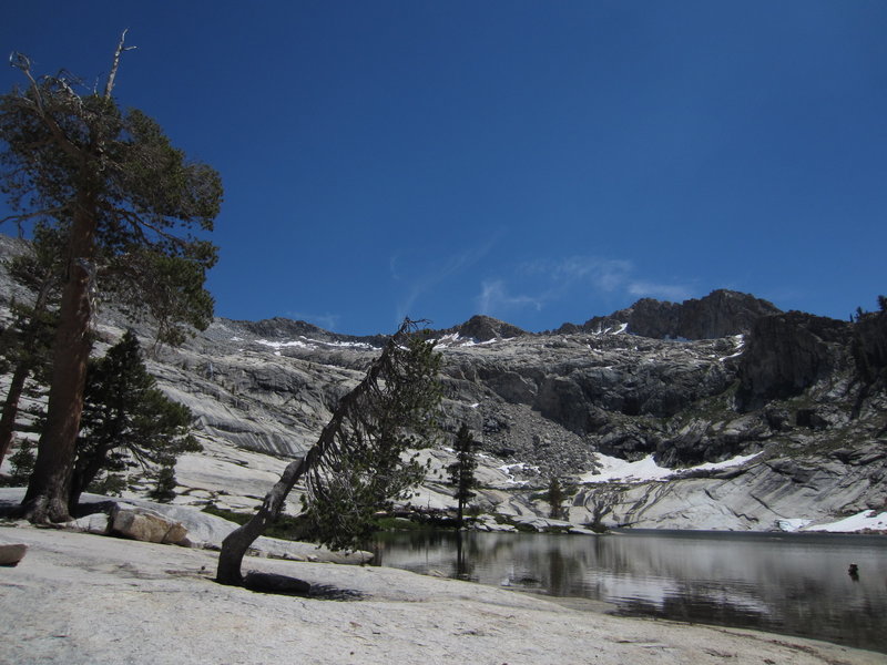 Gently sloping granite slabs around Pear Lake.