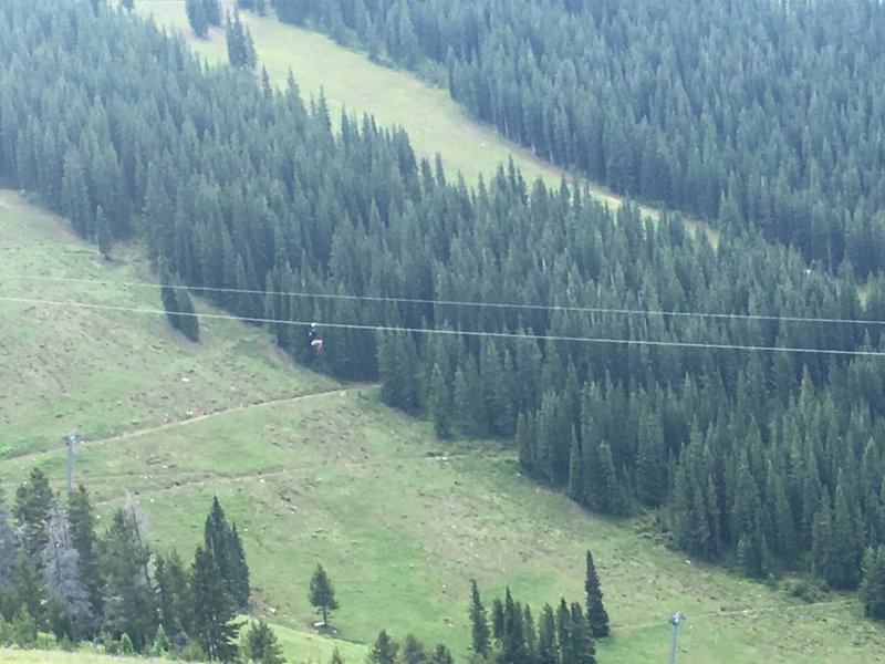 View of zipliners from Ridge Route.