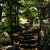 Hiking up the granite steps on the Dorr North Ridge Trail.