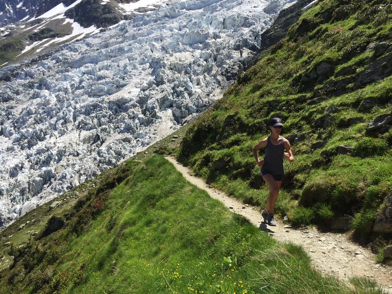 Steep running next to the Bossons Glacier.