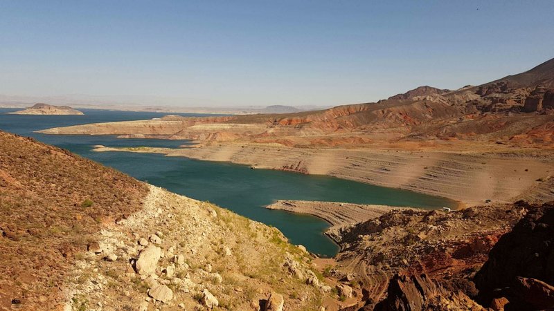 Lake Mead from above the south rim of the Paint Pots.