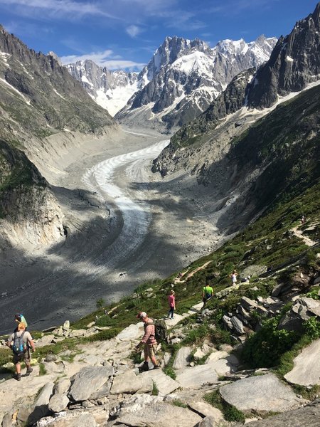 Heading down the Sentinel towards the Mer de Glace.