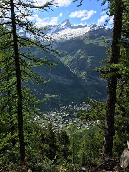 Zermatt far below.