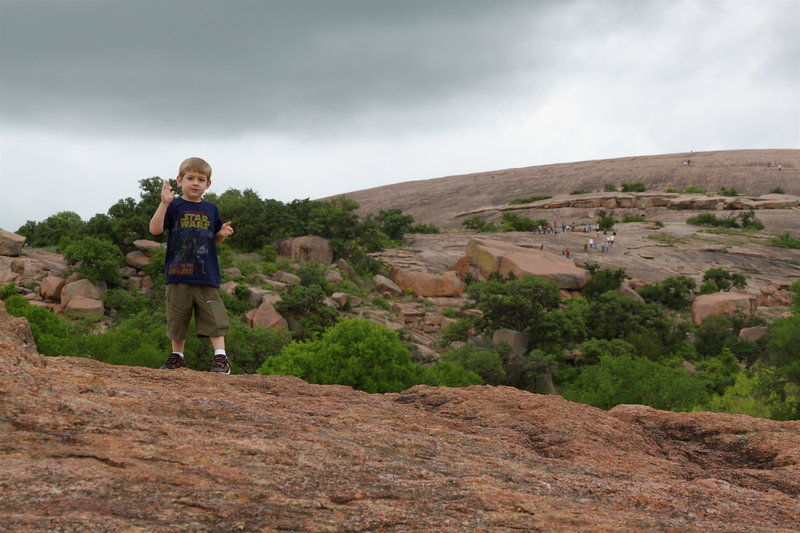 Gabriel climbing Enchanted Rock