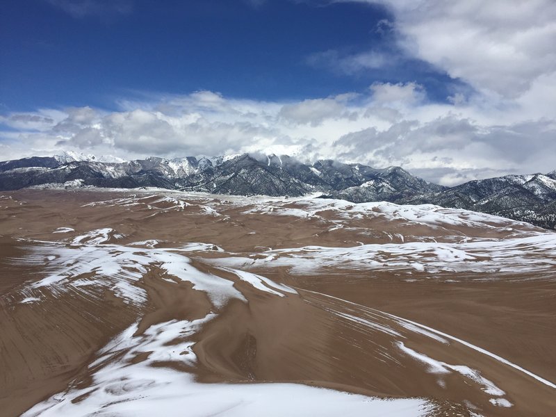 Top of High Dune facing east toward the San De Cristo Mountain range