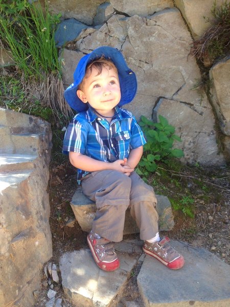 We found a shady place to rest along the trail, a perfect sitting rock.