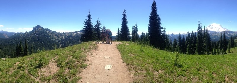 Panorama from Dewey Lake to Mt. Rainier.