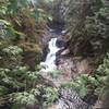 Looking up towards the upper falls from the bridge over Twin Falls.