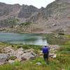 The view from the nearby, unnamed lake above Upper Boulder Lake.