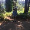 Hiking with our junior adventure buddy. This trail was wide and clear enough for her to get out and hike on her own as well.