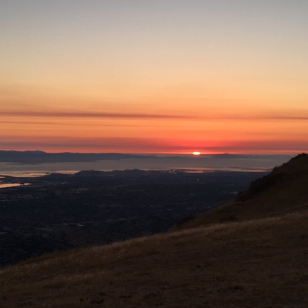 Sunset behind San Francisco as seen from Mission Peak in mid-August.