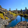 Massive talus fields engulf the banks of Heather Lake.