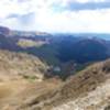 On top of Mt Chiquita looking toward Ypsilon on the left, Lake Ypsilon center, and Estes Park in the distance.