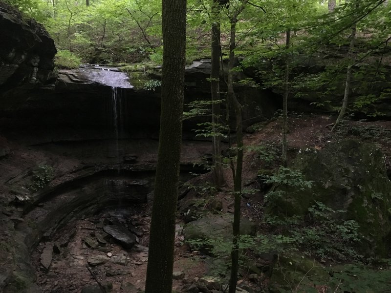 Exploring the bottom of the waterfall.