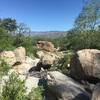 After some wayfinding up the wash getting closer to the falls. This is a look back out toward the Catalina Mountains.