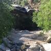 Looking at the falls. There are times when it's wall-to-wall water. A look above the rocks reveals a 3.5 ft garter snake.