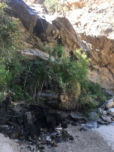 A nice place to rest, enjoy the shade and the sound of running water. Feels good to stick your head under the cold waterfall.