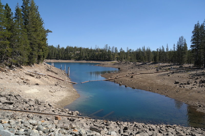 Low waters of Cascade Lakes as seen from the earthen dam. with permission from George Lamson