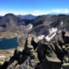 On top of Mt Ida looking East. Below are Azure and Inkwell lakes and Longs Peak in the distance.