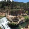 Panoramic view of the waterfall and toilet bowl.