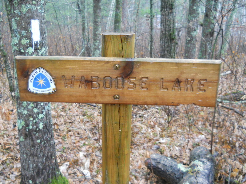 A sign along the North Country Trail / Waboose Lake loop identifies Waboose Lake.