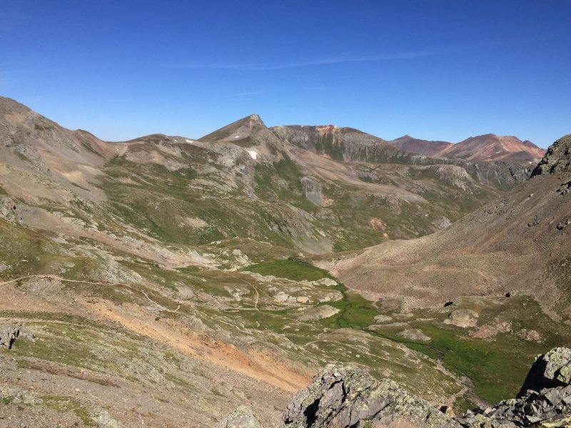 Looking back on the Handies Peak - Southwest Ridge Trail.