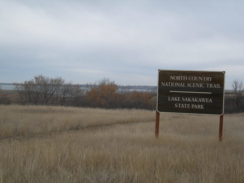 The western terminus marker for the North Country National Scenic Trail.