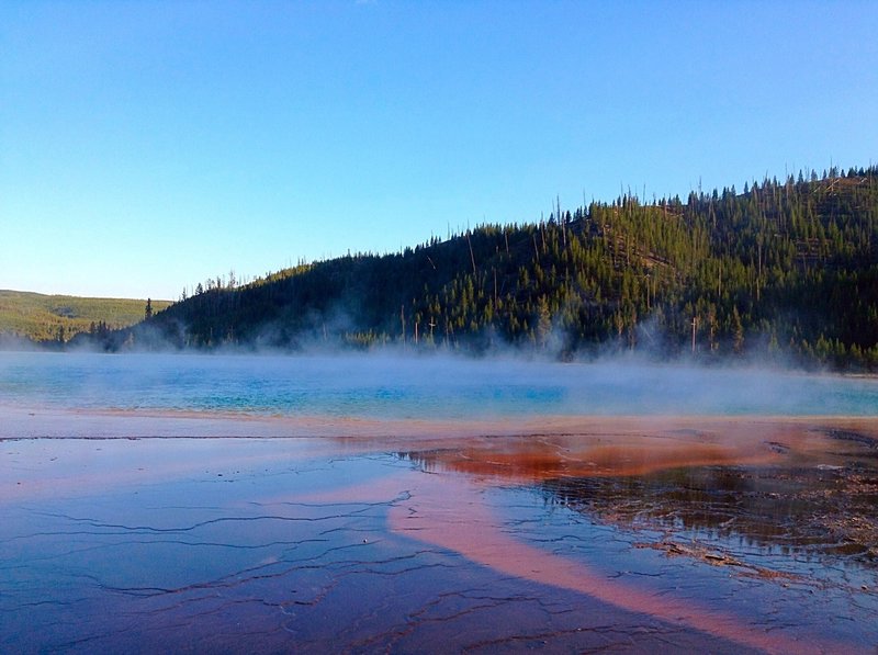 This is the view of Grand Prismatic Spring from the trail.
<br>

<br>

<br>
This is the view of Grand Prismatic Spring from the trail.