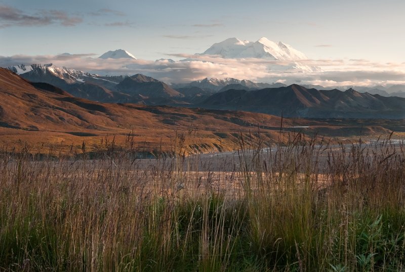 Denali towering over the landscape near Eielson Visitor Center. Photo Credit: NPS Photo/Tim Rains