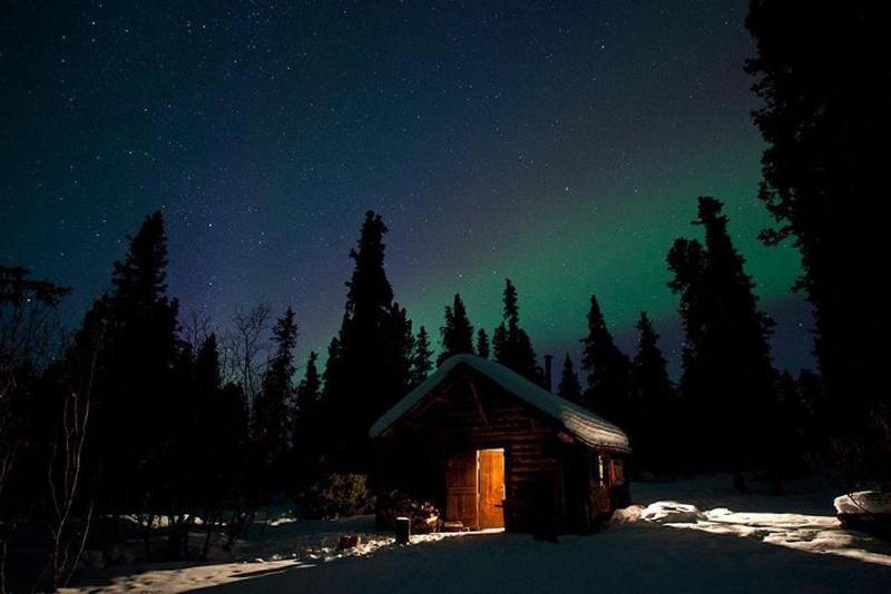 Aurora Borealis dancing above the Savage Cabin, Denali National Park. Photo credit: NPS.