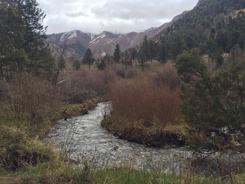 Narrow section of Medano Creek by Sand Creek Trail.