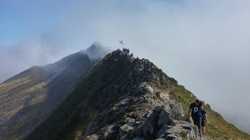 Between Striding Edge and Helvellyn.