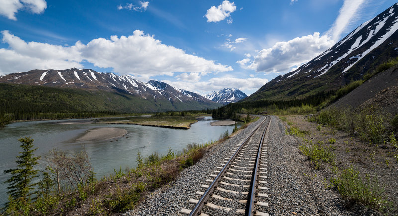 View from the railroad along the river.