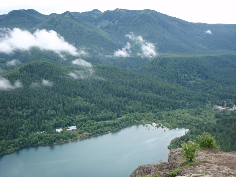 The view from Rattlesnake Ledge looking down on Rattlesnake Lake and the Cedar River Watershed Education Center.