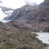 View to the campsite on Lago Eléctrico (small yellow dots at the end of the lake).