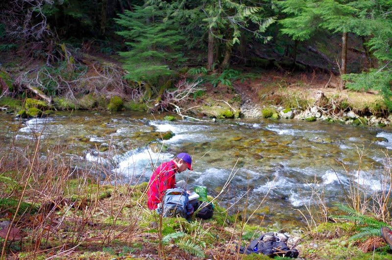 The end of the Eagle Creek Trail ends in a ford of the creek over to Eagle Creek Cutoff Trail. Photo by Gene Blick.