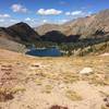 Looking down at Kelly Lake from the crux of the Hidden Valley Trail.