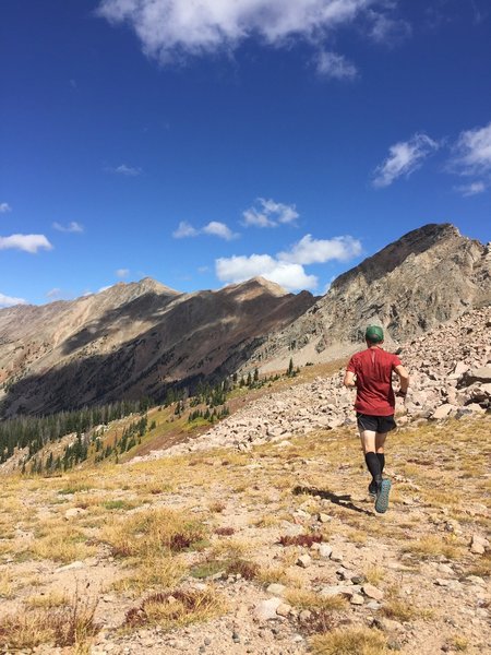 Running towards Kelly Lake.