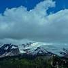 Clouds lifting slightly, on Mt Baker.