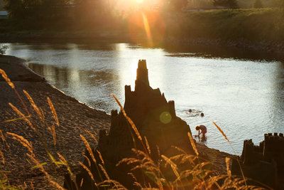 A sandcastle built by industrious visitors to McCormick Park.
