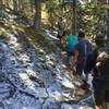 Heading up the Windsor Lake Trail with some fresh snow from an early (mid-September) storm.