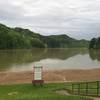 Strouds Run State Park beach on a rainy May morning of race day for Thunderbunny 50k.