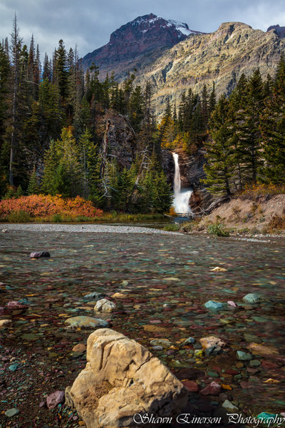 View of Running Eagles Falls as you approach from the trail.