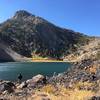 This is Agnew Lake, 8,500 feet. On the right you can see a dam that is the edge of Gem Lake.